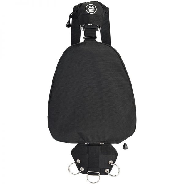 A black drum bag with a metal handle.