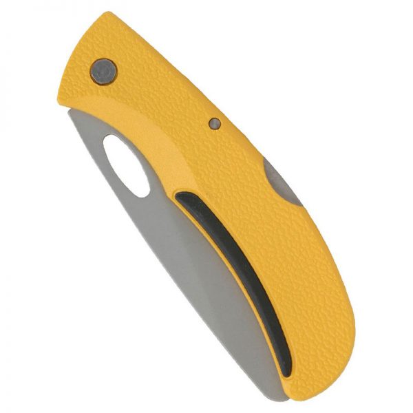 A yellow knife on a white background.