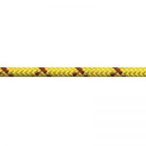 A yellow and red 6mm Sewn Prusik on a white background.