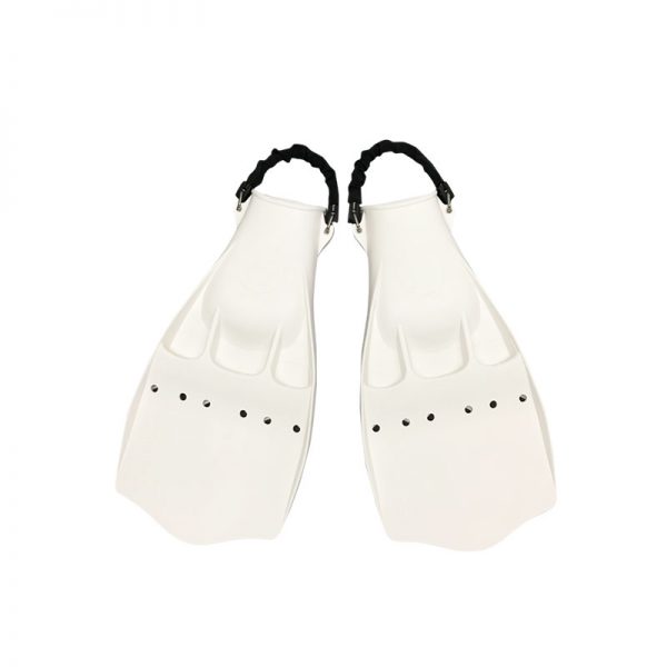 A pair of white fins on a white background.