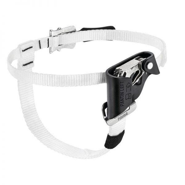 A black and white harness with a buckle on it.