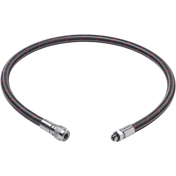 A black and red OMS BY MIFLEX HIGH FLEXIBLE INFLATOR HOSE 36" (90 CM) with a red sleeve.