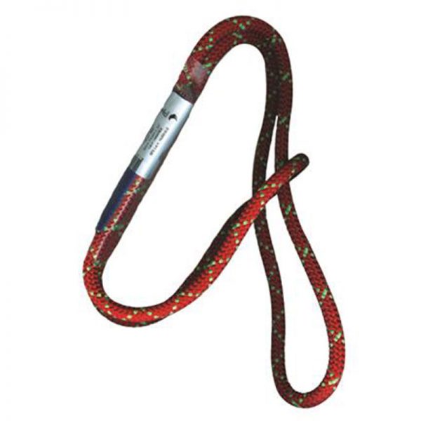 A red rope with a metal hook attached to it.