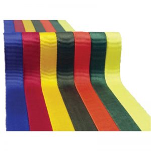 A row of 1" Flat Webbing ribbons on a white background.