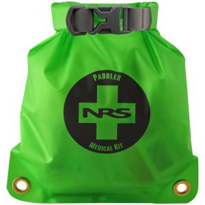 A green bag with the NRS Paddler Medical Kit logo on it.