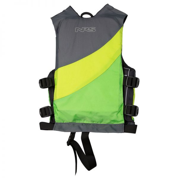 A life jacket with a yellow and green color.