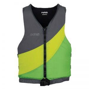 A green and yellow life jacket.