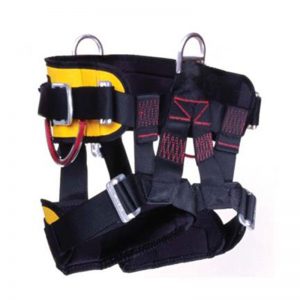 A black and yellow Heightec® Nexus Full Body Harness on a white background.