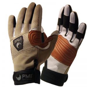 A pair of PMI® Glove Clips with tan and brown accents.