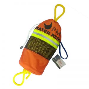 A water rescue bag with a hook attached to it.
