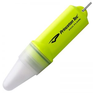 A yellow pen with a white tip on a white background.
