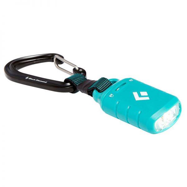 A carabiner with a light attached to it.