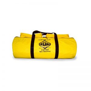 A yellow Skedco HMH Sked Rescue System w/strap kit with black straps.