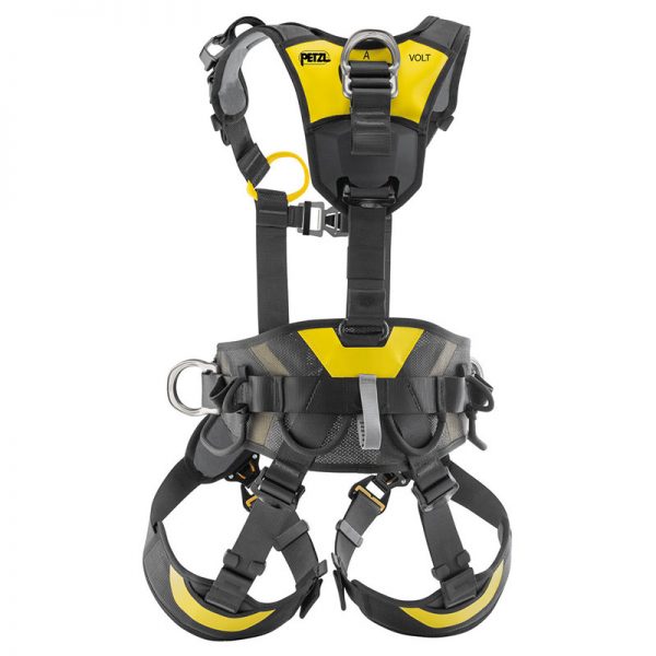 A VOLT® international version climbing harness with yellow and yellow straps.