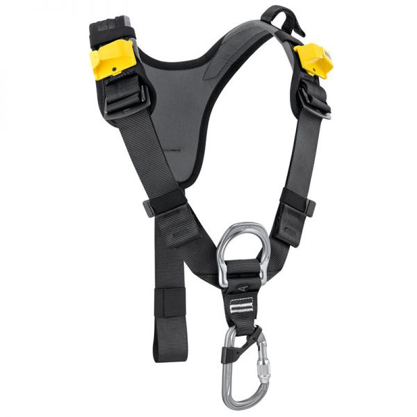 A VOLT® international version harness with a carabiner attached to it.