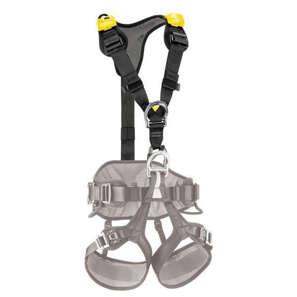 A VOLT® international version harness with yellow straps on it.