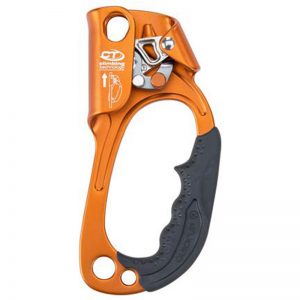 A orange Climbing Technology Chest Ascender EVO with a black handle.