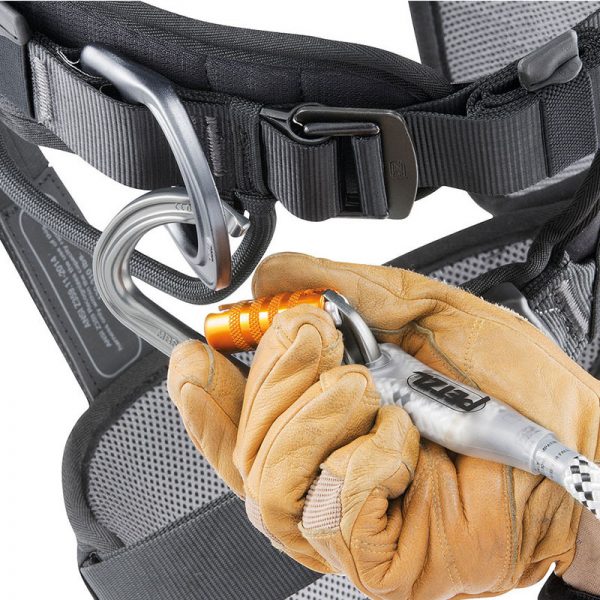 A person holding a VOLT® international version on a harness.