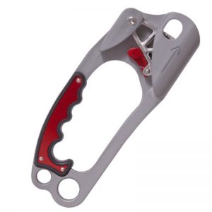 A grey and red Climbing Technology Chest Ascender EVO on a white background.