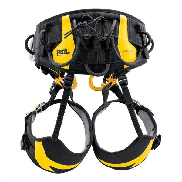 A VOLT® international version climbing harness with yellow and black straps.