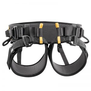 A black VOLT® international version harness with yellow and black straps.