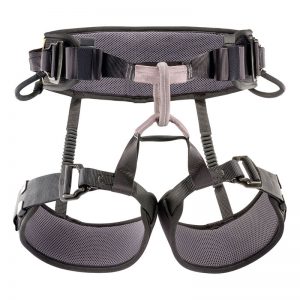 A VOLT® international version climbing harness with two straps and two buckles.