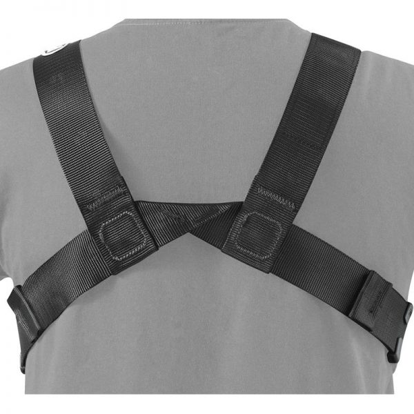 The back of a mannequin wearing a VOLT® international version shoulder harness.