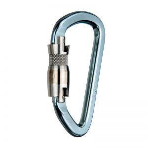A TRIGUARD™ Auto-locking Lite Alloy Steel carabiner on a white background.