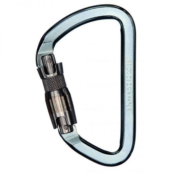 A TRIGUARD™ Auto-locking Lite Alloy Steel carabiner on a white background.