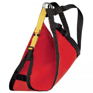 A red and yellow PITAGOR harness with yellow straps.