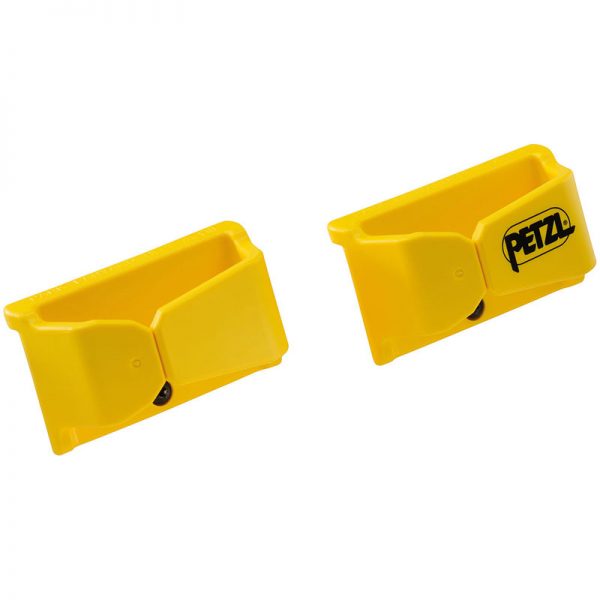 Two yellow plastic PITAGOR holders on a white background.
