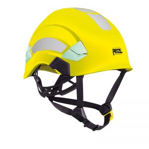 Yellow helmet on plain white background