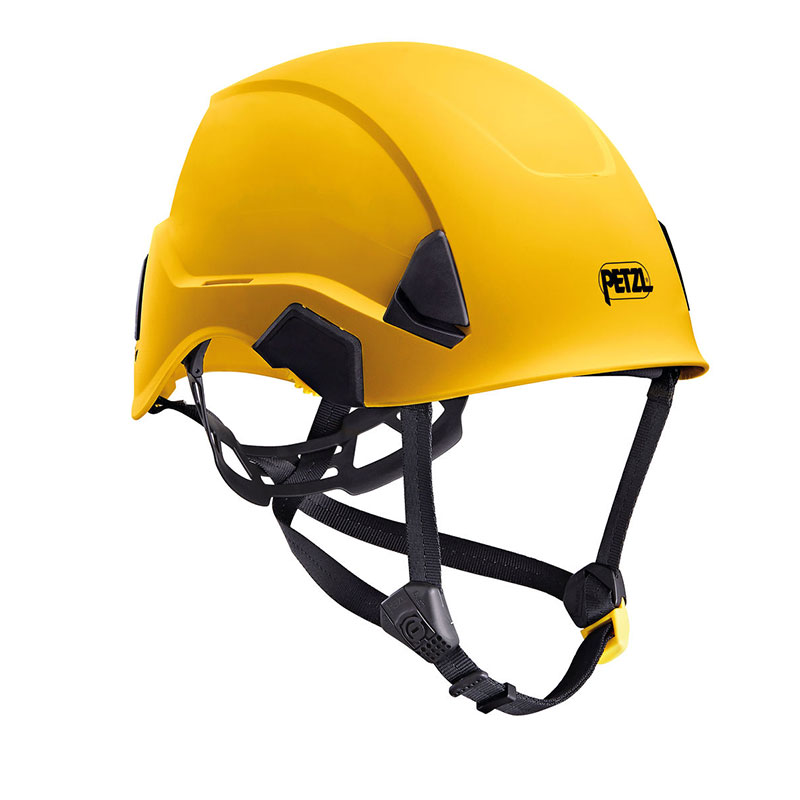 A yellow VERTEX® helmet on a white background.