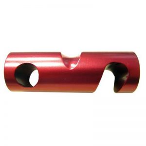 A red Rack Frame Straight Eye, 6 Bar Capacity with two holes on it.