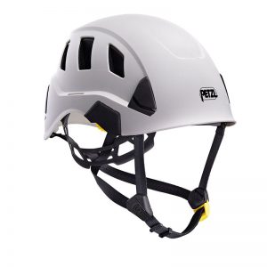 A VERTEX® helmet with yellow straps on a white background.
