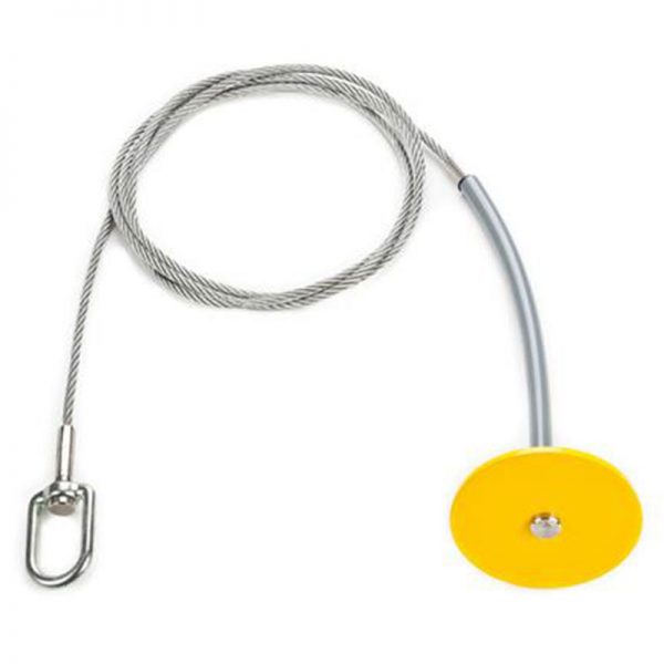 A yellow cable with a yellow dot attached to it.