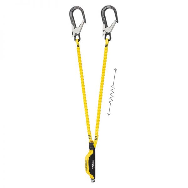A yellow lanyard with a hook attached to it.