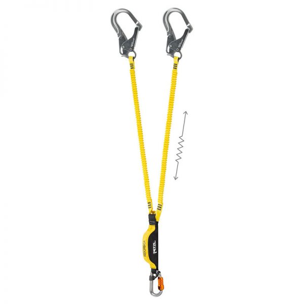 A yellow lanyard with a carabiner attached to it.