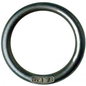 A Steel O Ring with the letter e on it.