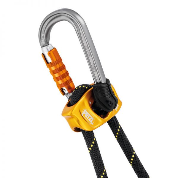 A carabiner with a rope attached to it.