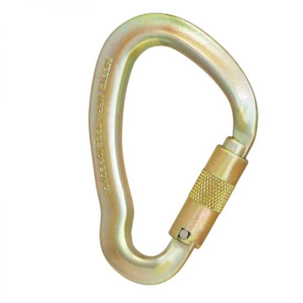 An ISC Aluminum Wizard Karabiner Screwgate with a hook on it.