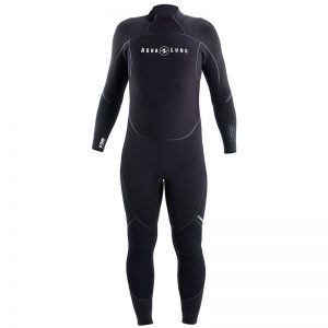 A black wetsuit on a white background.