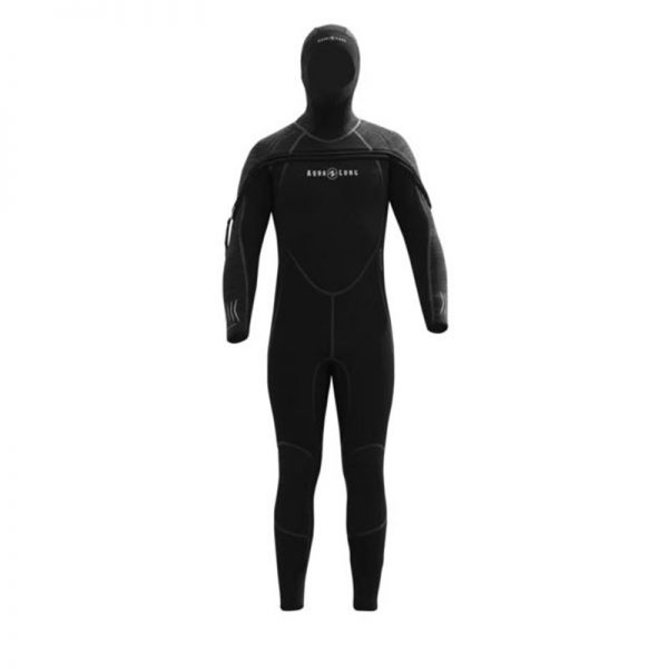 A SolAfx wetsuit, Men's 8/7MM Black/Charcoal, on a white background.