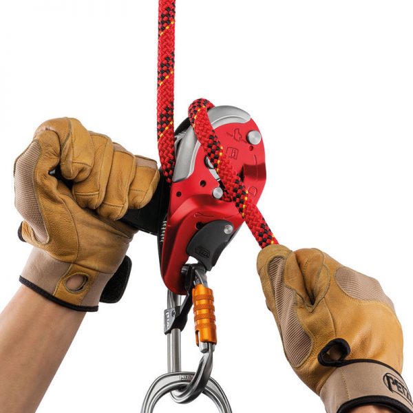 A pair of I’D® L hands holding a rope and a carabiner.