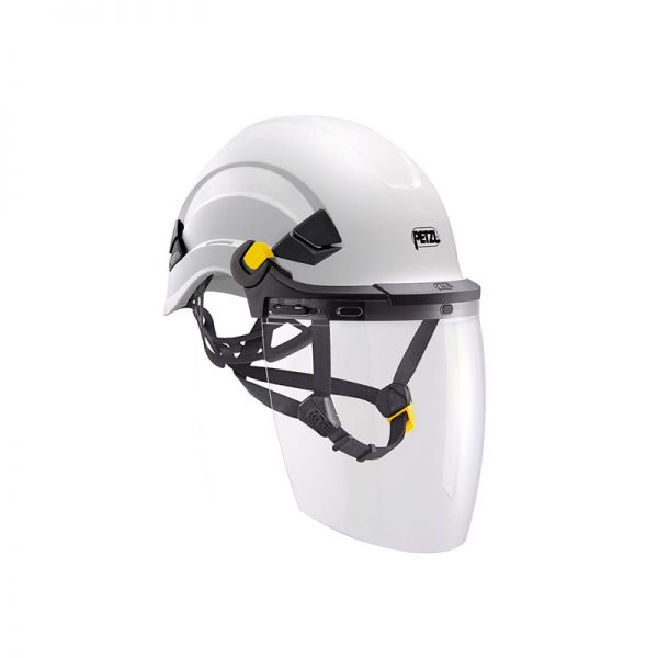 A white safety helmet on a white background.