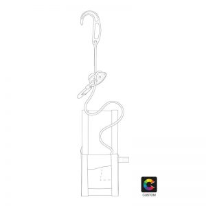 A drawing of a Petzl EXO with a hook attached to it.