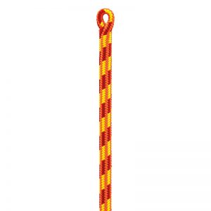 A red and yellow rope on a white background.