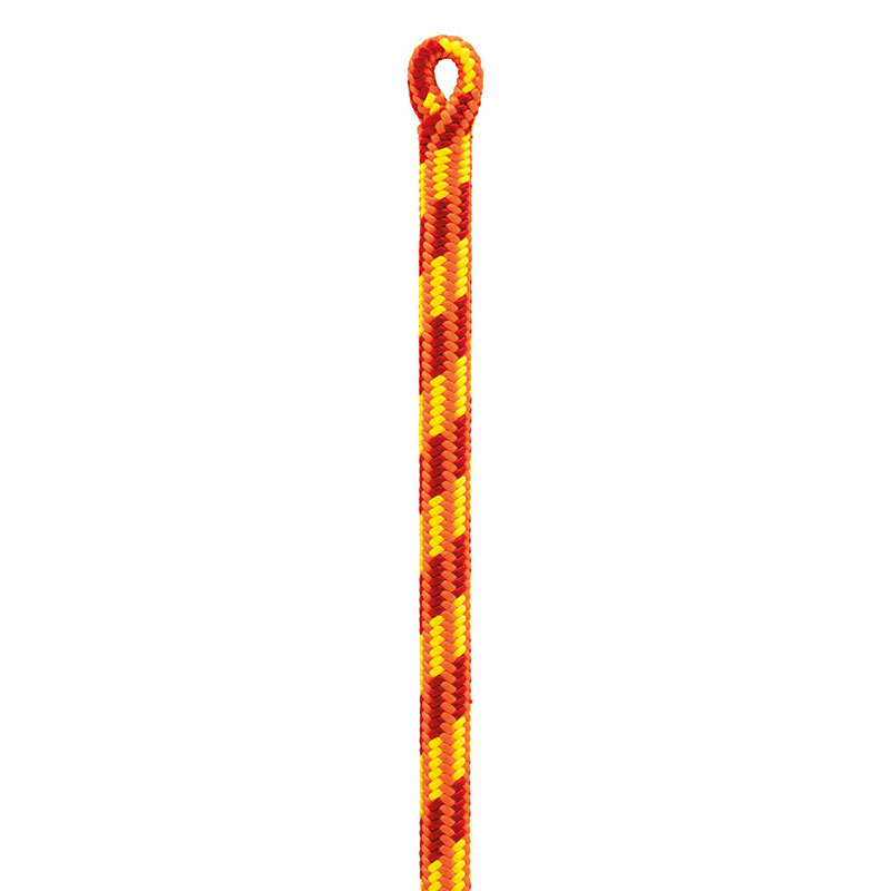A red and yellow rope on a white background.