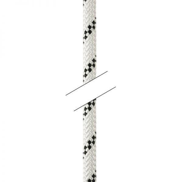A white and black AXIS 11 mm CUSTOM rope on a white background.