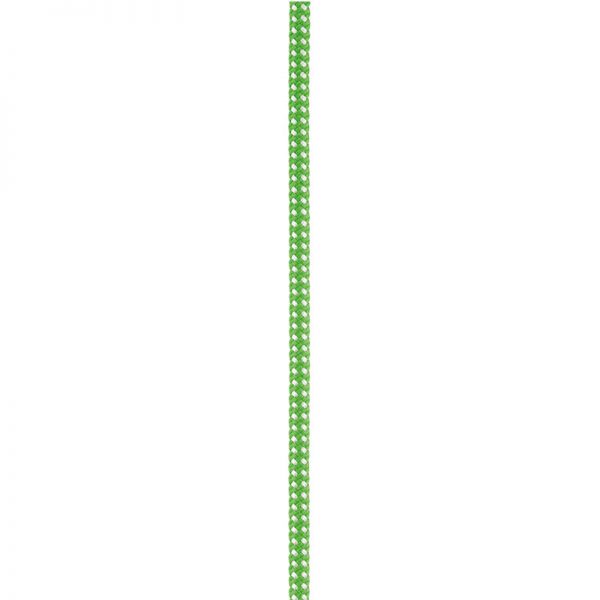 A green and white striped cord on a white background.